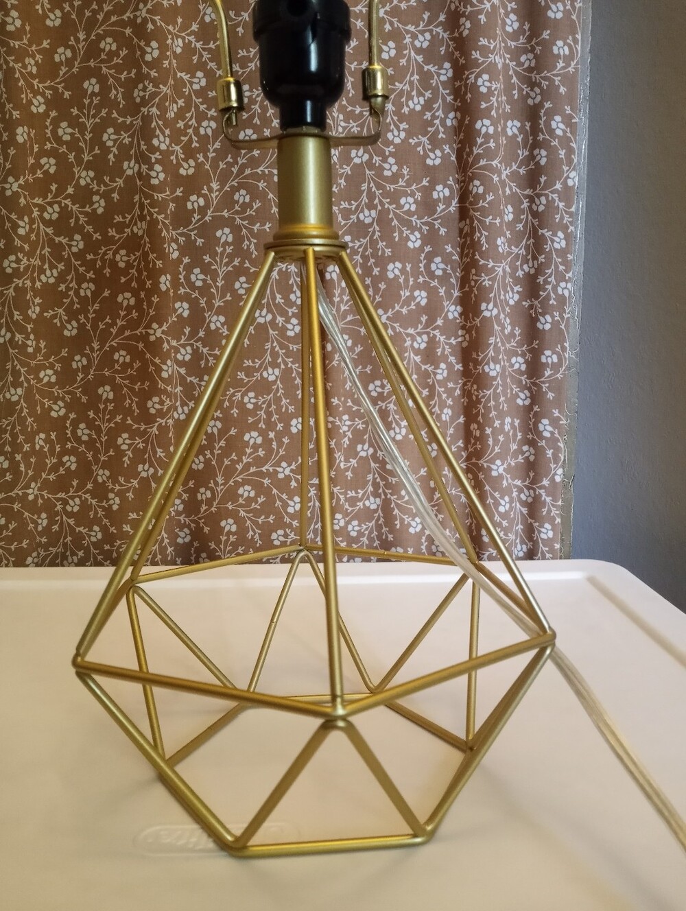Gold Geometric Lamp, Wire Frame - Picture 6 of 8